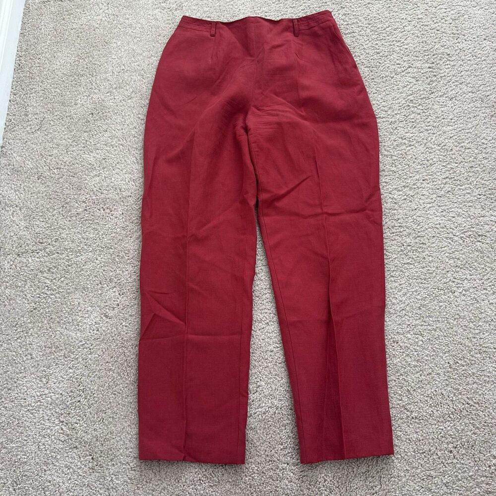 Talbots Red Silk Linen Blend Trouser Pants Lightweight Business Career Sz 10